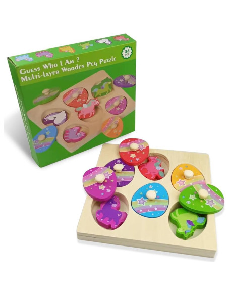 Rompecabezas de Madera Unicornio Pinkiwine 18.5 cm Juguete Educativo