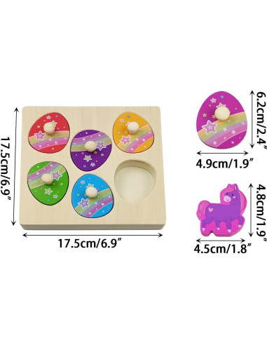 Rompecabezas de Madera Unicornio Pinkiwine 18.5 cm Juguete Educativo