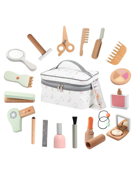 Juego de Maquillaje de Madera Tetewood 19 Piezas para Niñas