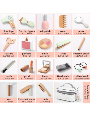 Juego de Maquillaje de Madera Tetewood 19 Piezas para Niñas