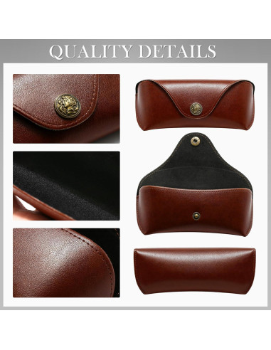 Estuche de Gafas de Cuero Vegano SUNGAIT Portátil 17.5x7cm
