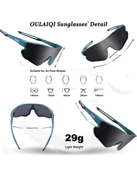Gafas de sol deportivas OULAIQI 548 con 1 lente intercambiable
