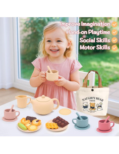Juego de Té de Silicona FUNCREVITY para Niñas 3-6 Años 2