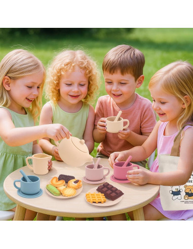 Juego de Té de Silicona FUNCREVITY para Niñas 3-6 Años