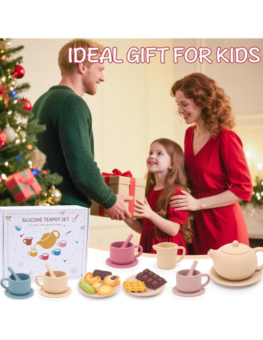 Juego de Té de Silicona FUNCREVITY para Niñas 3-6 Años