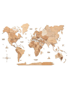 Mapa Mundial de Madera 3D Disfruta de la Madera - Decoración Pared