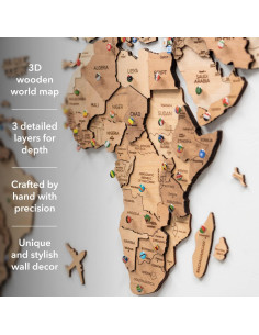 Mapa Mundial de Madera 3D Disfruta de la Madera - Decoración Pared 2