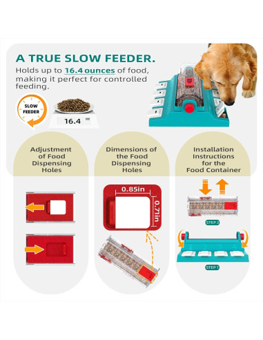Dispensador de Golosinas para Perros KADTC - 2 Niveles de Dificultad