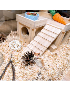 Casa de Madera para Hámster Acsist-us con Escalera 20x20x12cm 2