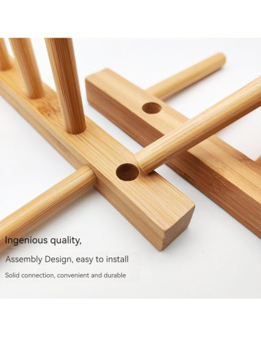Soporte para Secar Platos de Bambú BVLJOY - Organizador de Cocina
