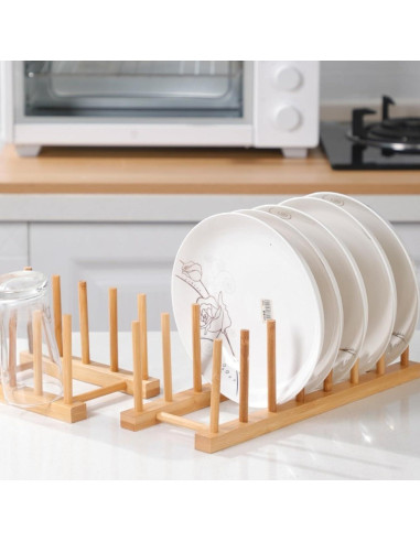 Soporte para Secar Platos de Bambú BVLJOY - Organizador de Cocina