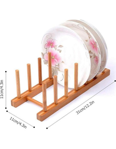 Soporte para Secar Platos de Bambú BVLJOY - Organizador de Cocina
