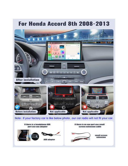 Estéreo de Coche Android 11 SIXWIN 10.1" para Honda Accord 2008-2013