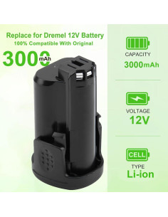 2 Baterías de 12V 3.0Ah para Dremel B812-01 B812-02 B812-03 2