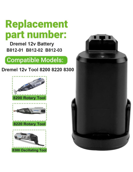 2 Baterías de 12V 3.0Ah para Dremel B812-01 B812-02 B812-03