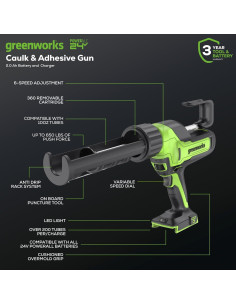 Pistola de Calafateo Inalámbrica Greenworks 24V 2Ah Anti-Goteo 2