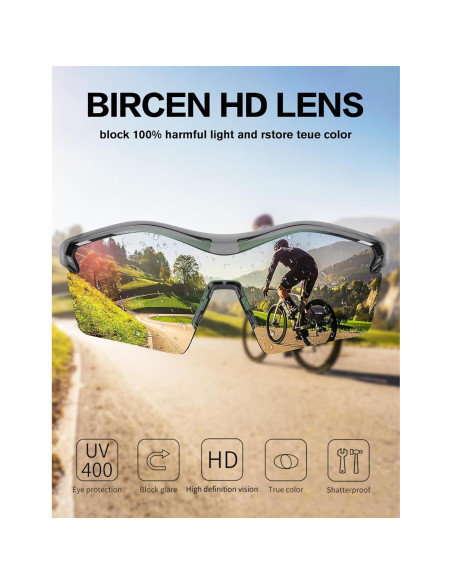 Gafas de sol BIRCEN para béisbol y ciclismo - UV400 Gafas de sol BIRCEN para béisbol y ciclismo - UV400
