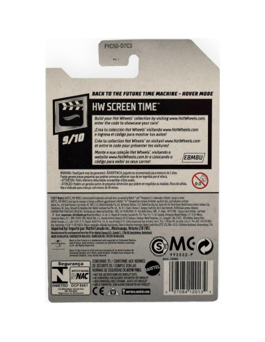 DieCast Hot Wheels Máquina del Tiempo Regreso al Futuro 2019
