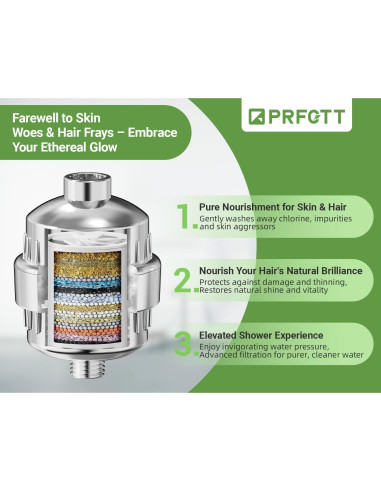 Filtro de Ducha PRFCTTY 25 Etapas Cromo - Elimina Cloro y Metales