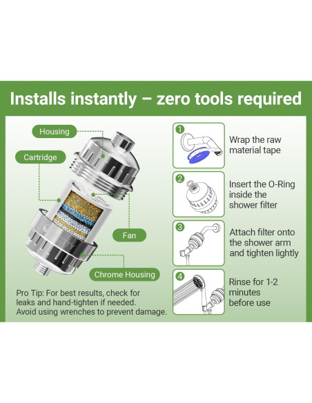 Filtro de Ducha PRFCTTY 25 Etapas Cromo - Elimina Cloro y Metales