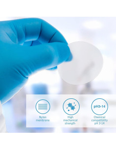 Filtro de Membrana de Nylon Hidrofílico PEKYBIO 47mm 100pcs 2