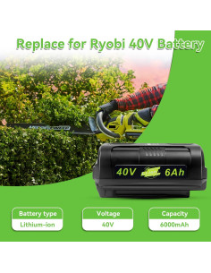 Batería de Litio 40V 6Ah Ryobi - Reemplazo 2 Paquetes 2