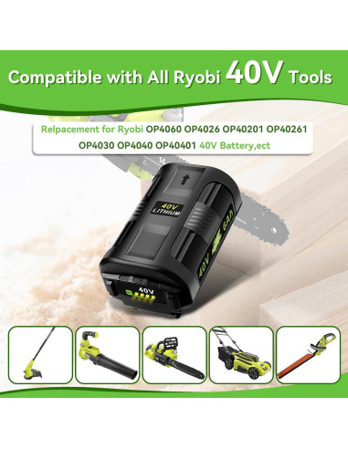 Batería de Litio 40V 6Ah Ryobi - Reemplazo 2 Paquetes