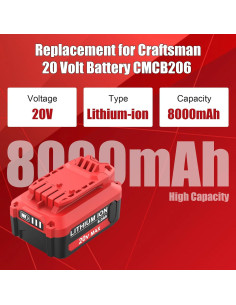 2 Baterías Recargables CMCB206 8.0Ah y Cargador CMCB104 Craftsman 2