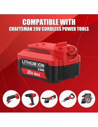 2 Baterías Recargables CMCB206 8.0Ah y Cargador CMCB104 Craftsman
