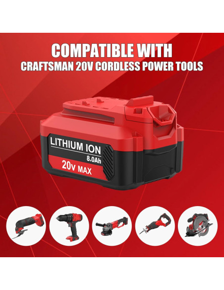 2 Baterías Recargables CMCB206 8.0Ah y Cargador CMCB104 Craftsman