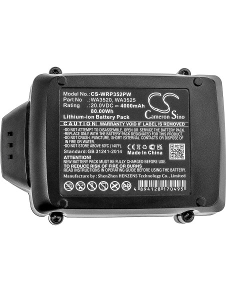 Batería de Reemplazo 4000mAh 20V para Worx Taladro y Soplador