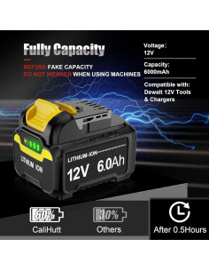 Batería de Reemplazo 12V 6.0Ah TenHutt para Dewalt 2
