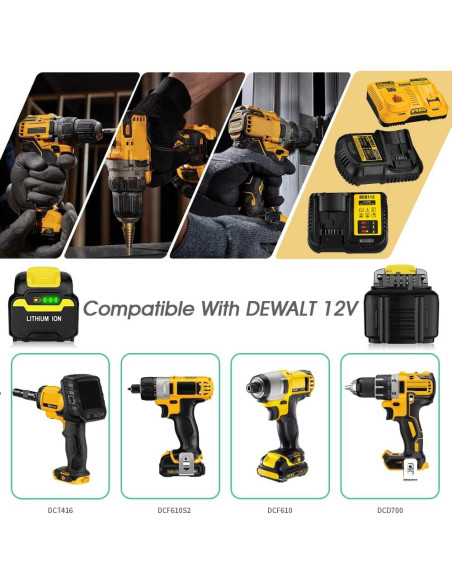 Batería de Reemplazo 12V 6.0Ah TenHutt para Dewalt