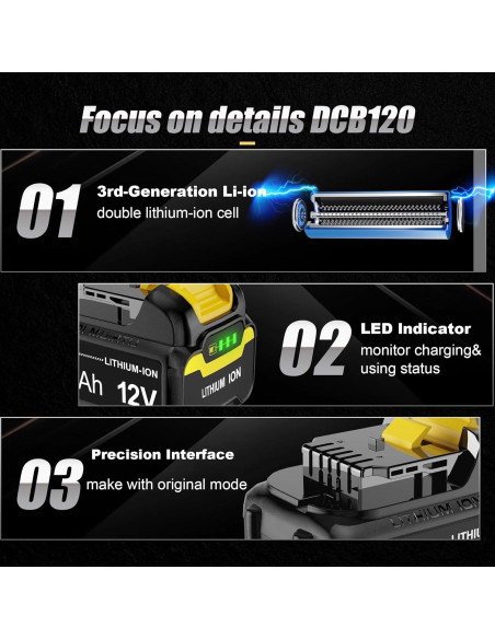 Batería de Reemplazo 12V 6.0Ah TenHutt para Dewalt