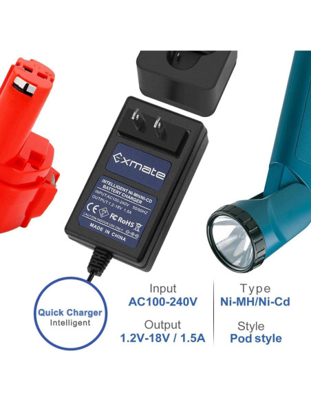 Batería Ni-Mh 7.2V 3500mAh Exmate + Cargador 1.2-18V