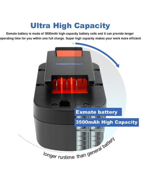 Batería Ni-MH 18V 3.5Ah Exmate + Cargador Compatible Black & Decker