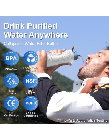 Botella de Agua Filtrada SurviMate 700ml Plegable Ultra Ligera