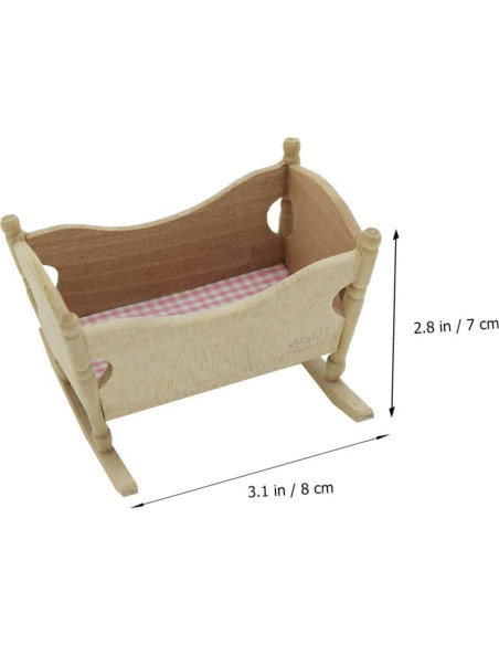 Cuna de Madera Mini Genérico 8x7x5.3cm para Casa de Muñecas