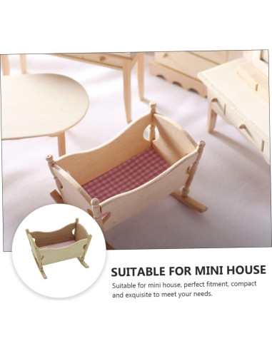 Cuna de Madera Mini Genérico 8x7x5.3cm para Casa de Muñecas