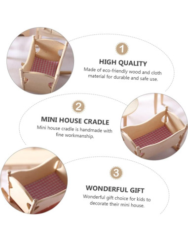 Cuna de Madera Mini Genérico 8x7x5.3cm para Casa de Muñecas