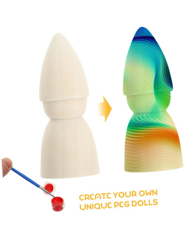 10 Muñecas de Madera Pintables DIY HONMEET 7x2.8cm