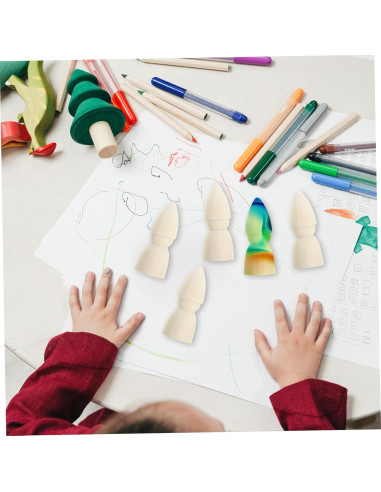 10 Muñecas de Madera Pintables DIY HONMEET 7x2.8cm