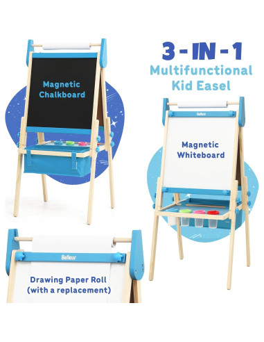 Caballete de Arte Ajustable Belleur para Niños 2-8 Años - Azul