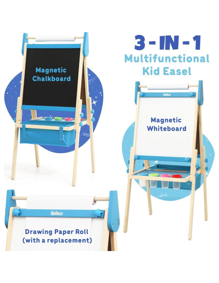 Caballete de Arte Ajustable Belleur para Niños 2-8 Años - Azul