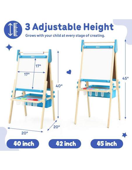 Caballete de Arte Ajustable Belleur para Niños 2-8 Años - Azul