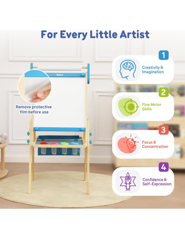 Caballete de Arte Ajustable Belleur para Niños 2-8 Años - Azul