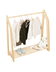 Perchero Montessori de Madera Natural para Niños 80x30x75 cm