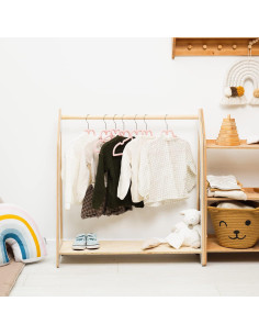 Perchero Montessori de Madera Natural para Niños 80x30x75 cm 2