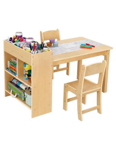 Mesa de Arte para Niños TOOKYTOY con 2 Sillas y Estantes