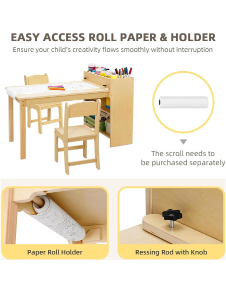 Mesa de Arte para Niños TOOKYTOY con 2 Sillas y Estantes